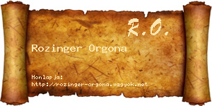 Rozinger Orgona névjegykártya